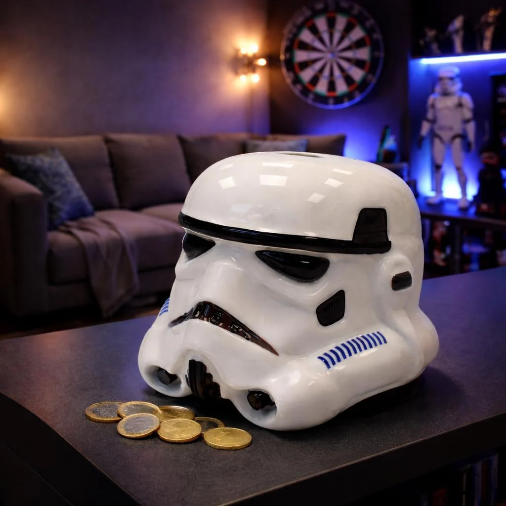 Tirelire originale Stormtrooper au design casque - Coin Bank officiel au look cinématographique - Figurine de collection à économiser - Cadeau pour les fans - Décoration pour chambre ou bureau - Image 3